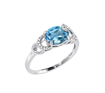 Damenring mit Brillanten und London Blue Topas
