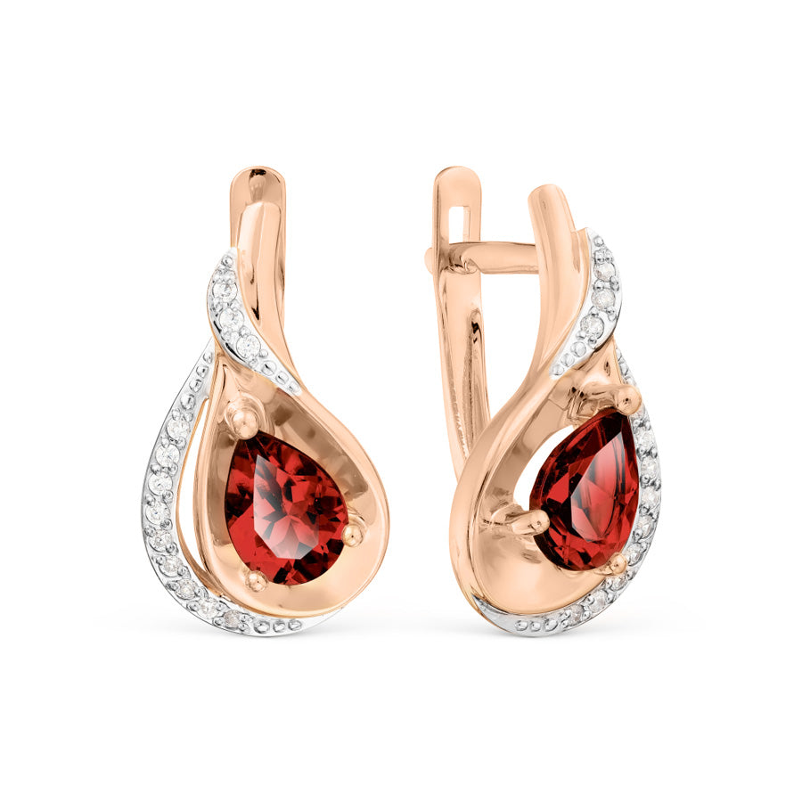 Ohrhänger mit Granat und Zirkonia