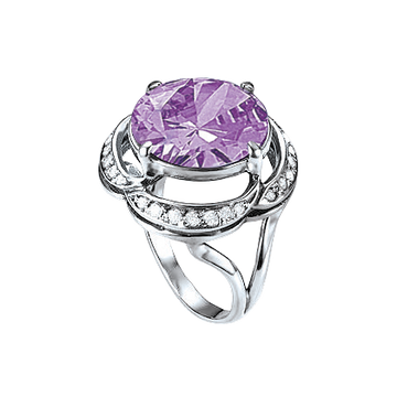 Damenring mit Amethyst und Zirkonia
