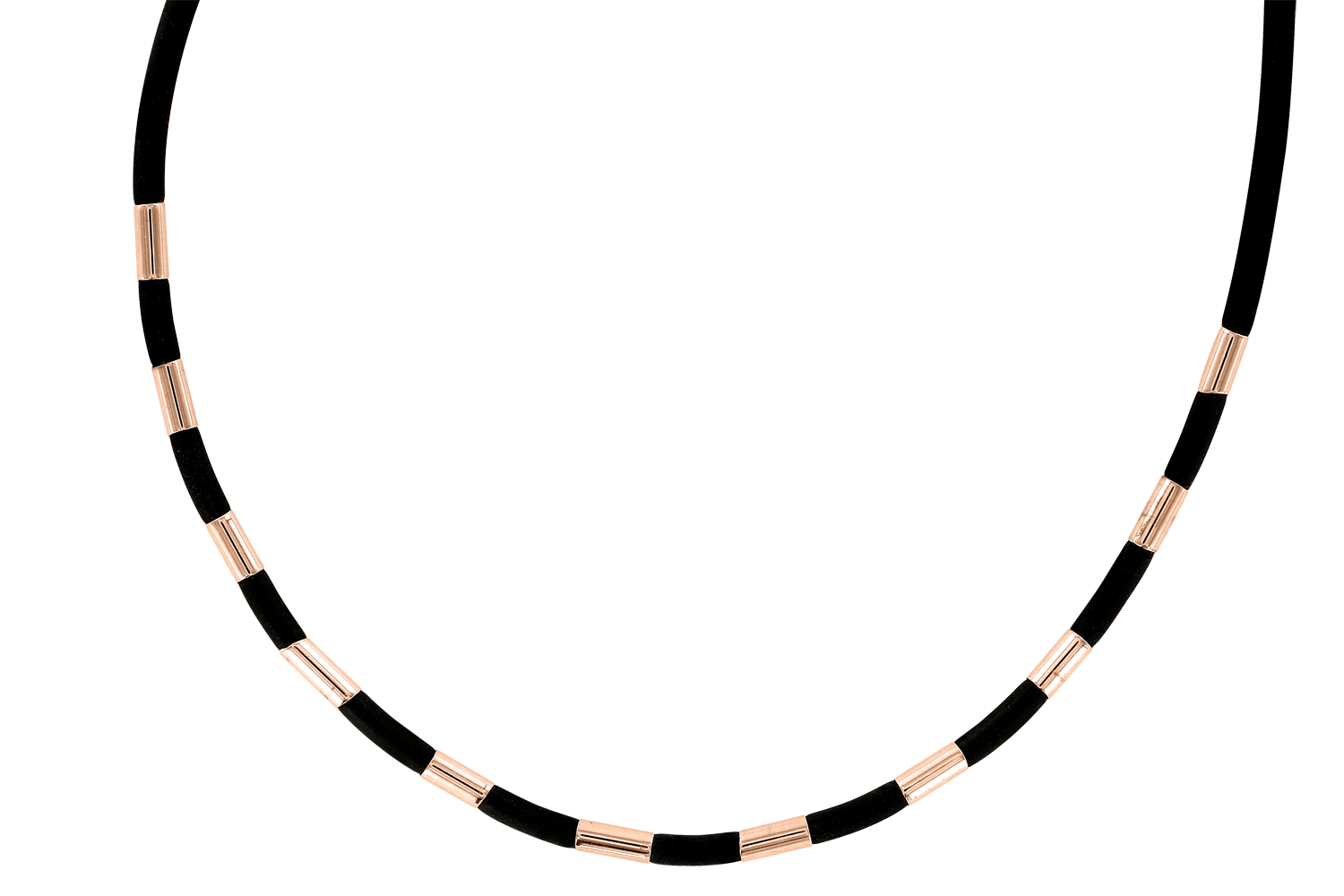 Collier aus Kautschuk und Rotgold