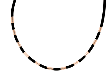 Collier aus Kautschuk und Rotgold