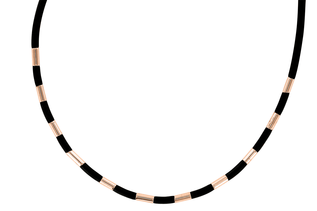 Collier aus Kautschuk und Rotgold