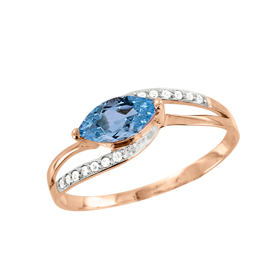 Damenring mit blauem Topas und Brillant