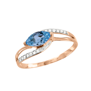 Damenring mit blauem Topas und Brillant