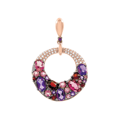 Anhänger mit Amethysten, Granaten, Turmalinen und Brillanten