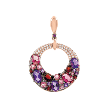 Anhänger mit Amethysten, Granaten, Turmalinen und Brillanten