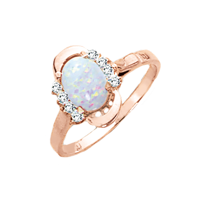 Damenring mit Opal und Zirkonia