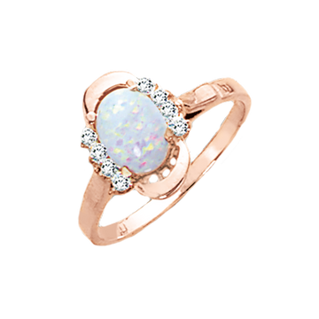 Damenring mit Opal und Zirkonia