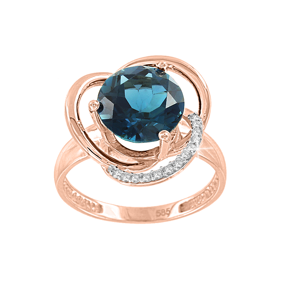 Damenring Topas London Blue und Zirkonia