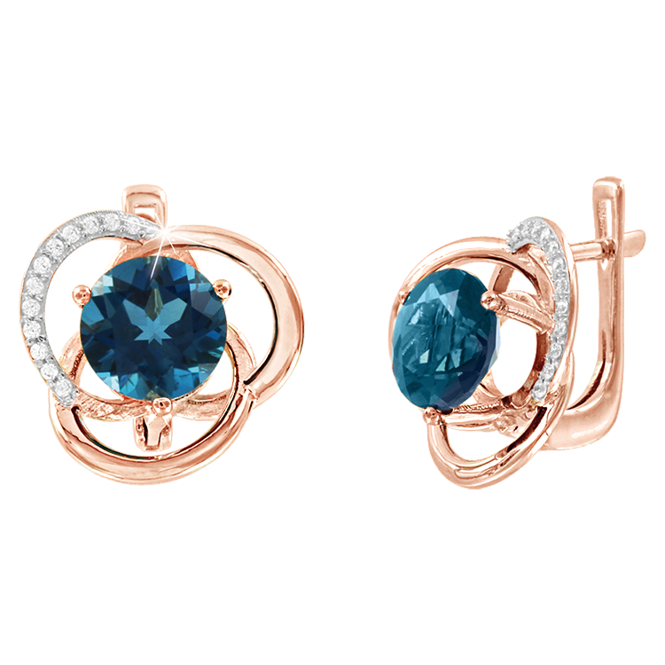 Ohrhänger mit London Blue Topas und Zirkonia