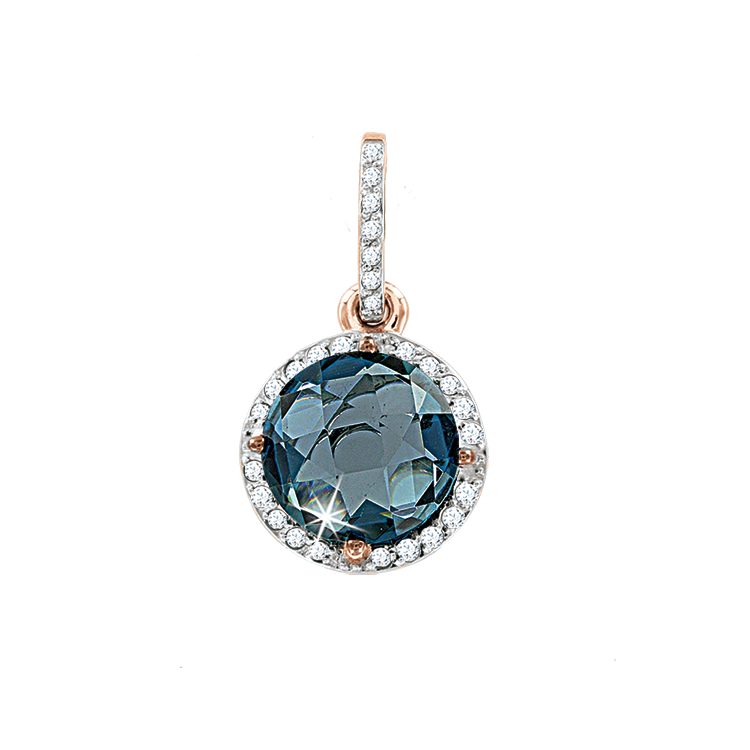 Anhänger mit Brillanten und London Blue Topas