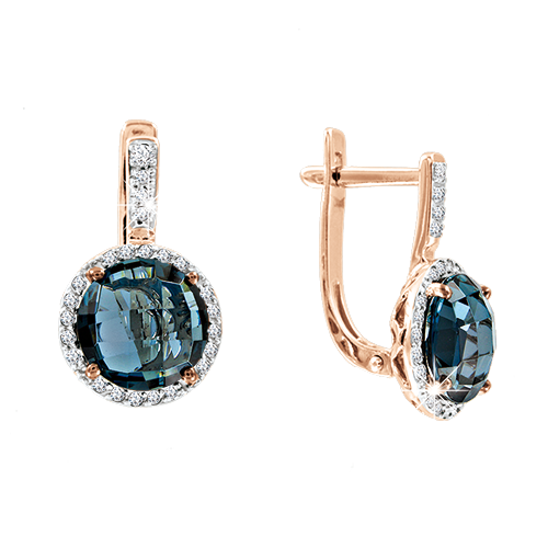 Ohrhänger mit Brillanten und London Blue Topas