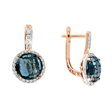 Ohrhänger mit Brillanten und London Blue Topas