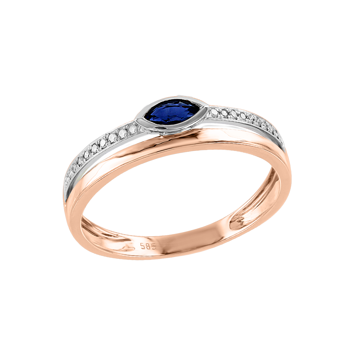 Damenring mit Brillanten und Saphir