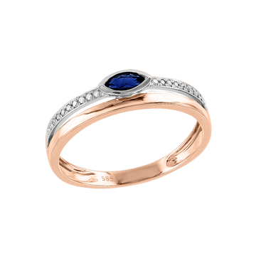 Damenring mit Brillanten und Saphir