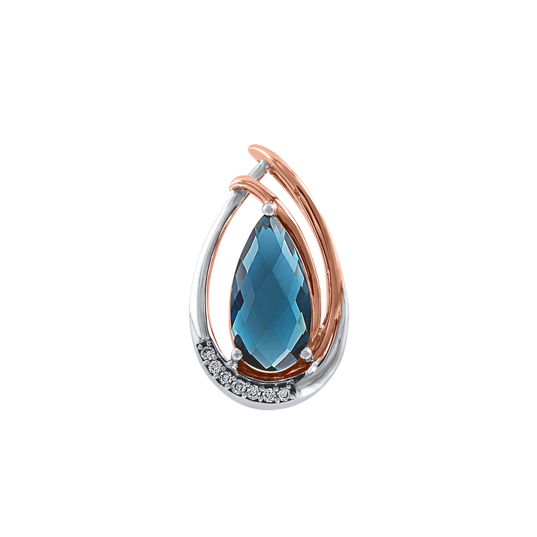 Anhänger mit Brillanten und London Blue Topas