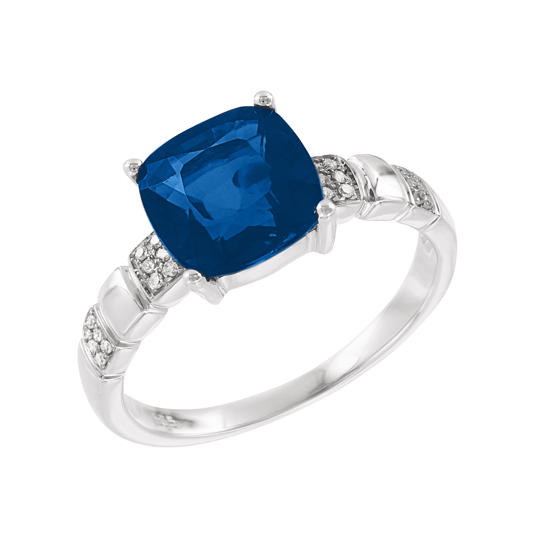 Damenring mit Brillanten und London Blue Topas