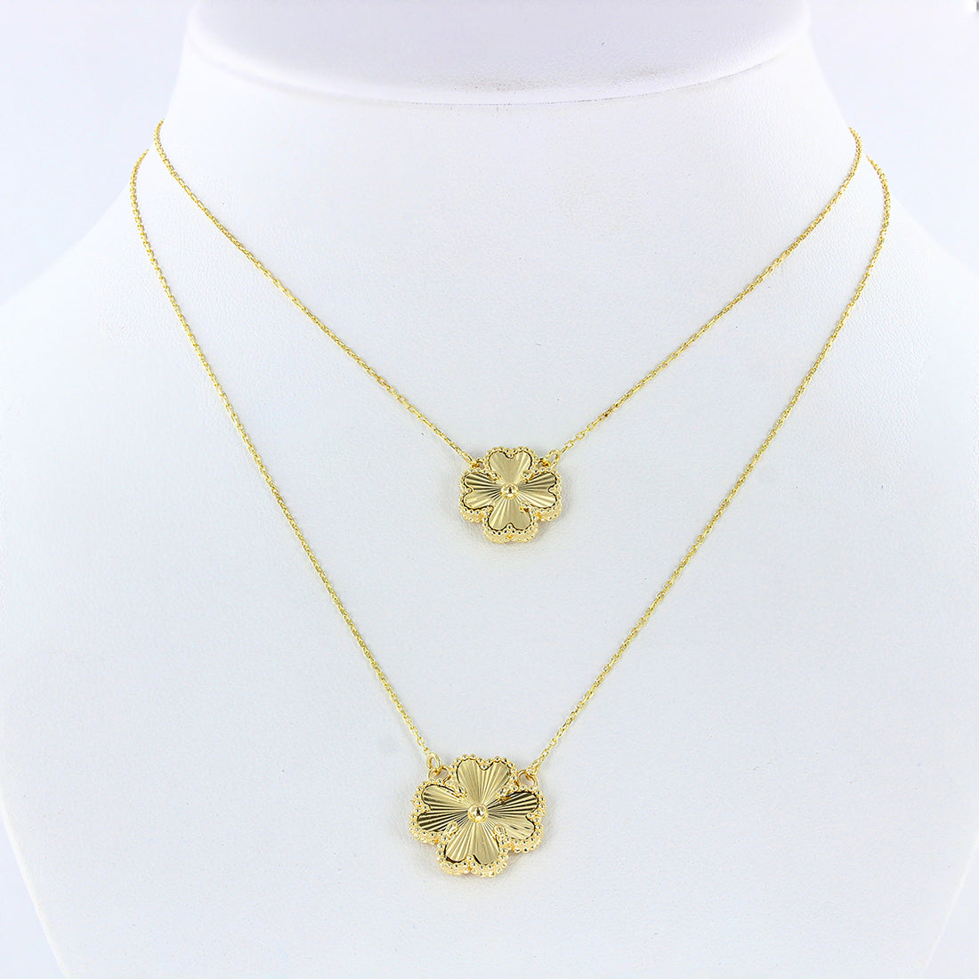 Doppel Kette mit Anhänger Kleeblatt