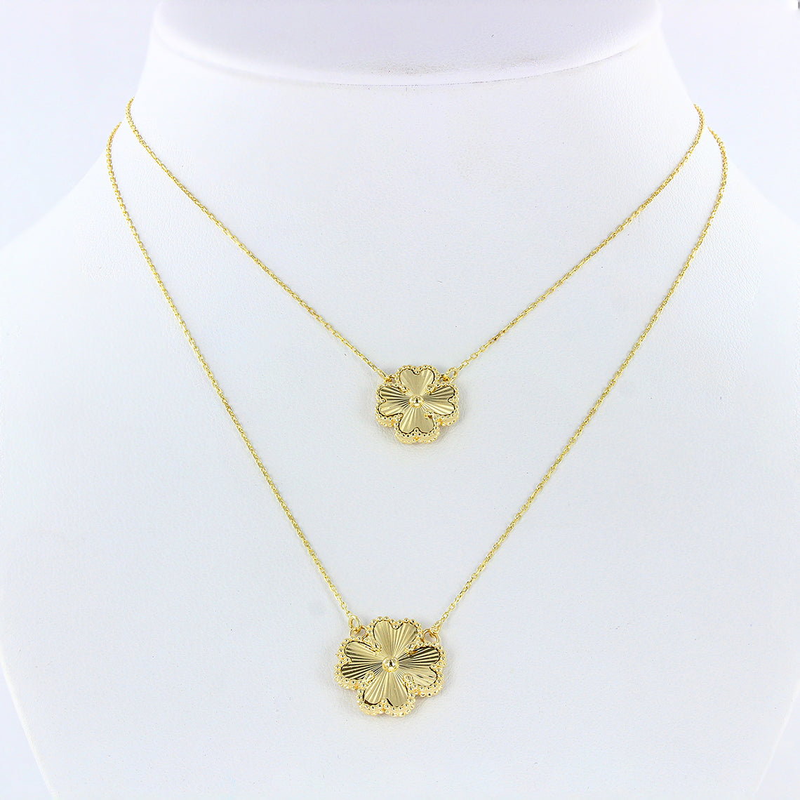 Doppel Kette mit Anhänger Kleeblatt