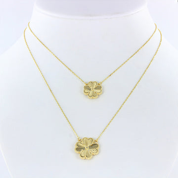 Doppel Kette mit Anhänger Kleeblatt