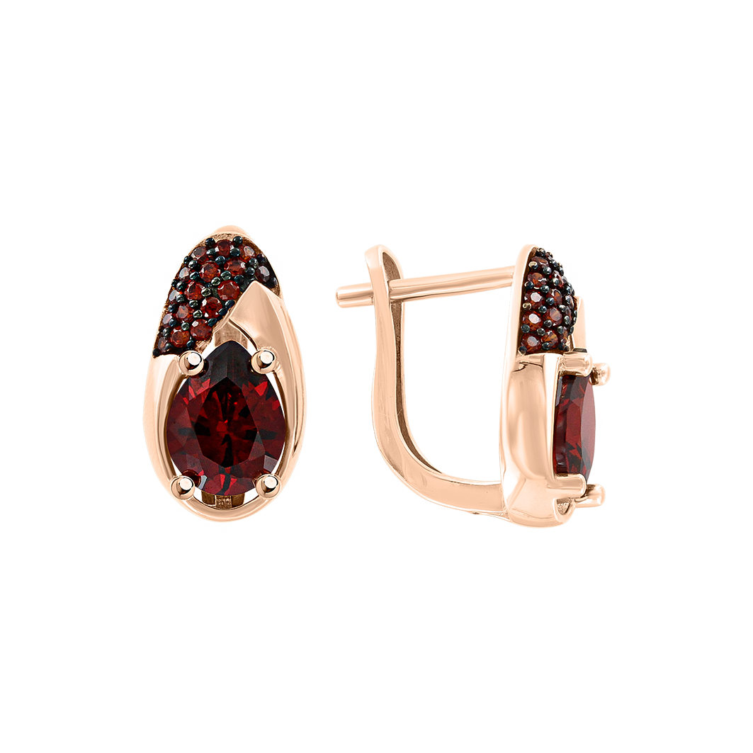 Ohrhänger mit Granat und Zirkonia