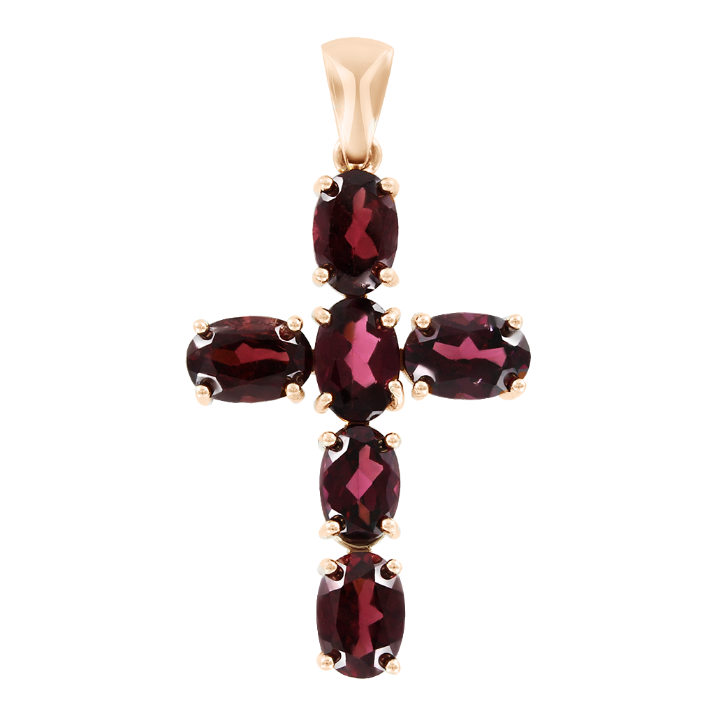 Anhänger-Kreuz mit Rhodolithen