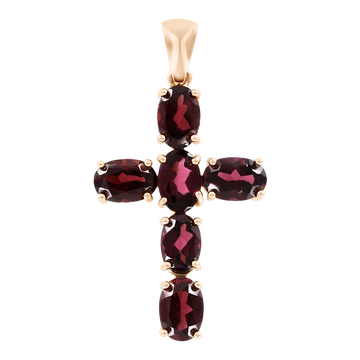Anhänger-Kreuz mit Rhodolithen