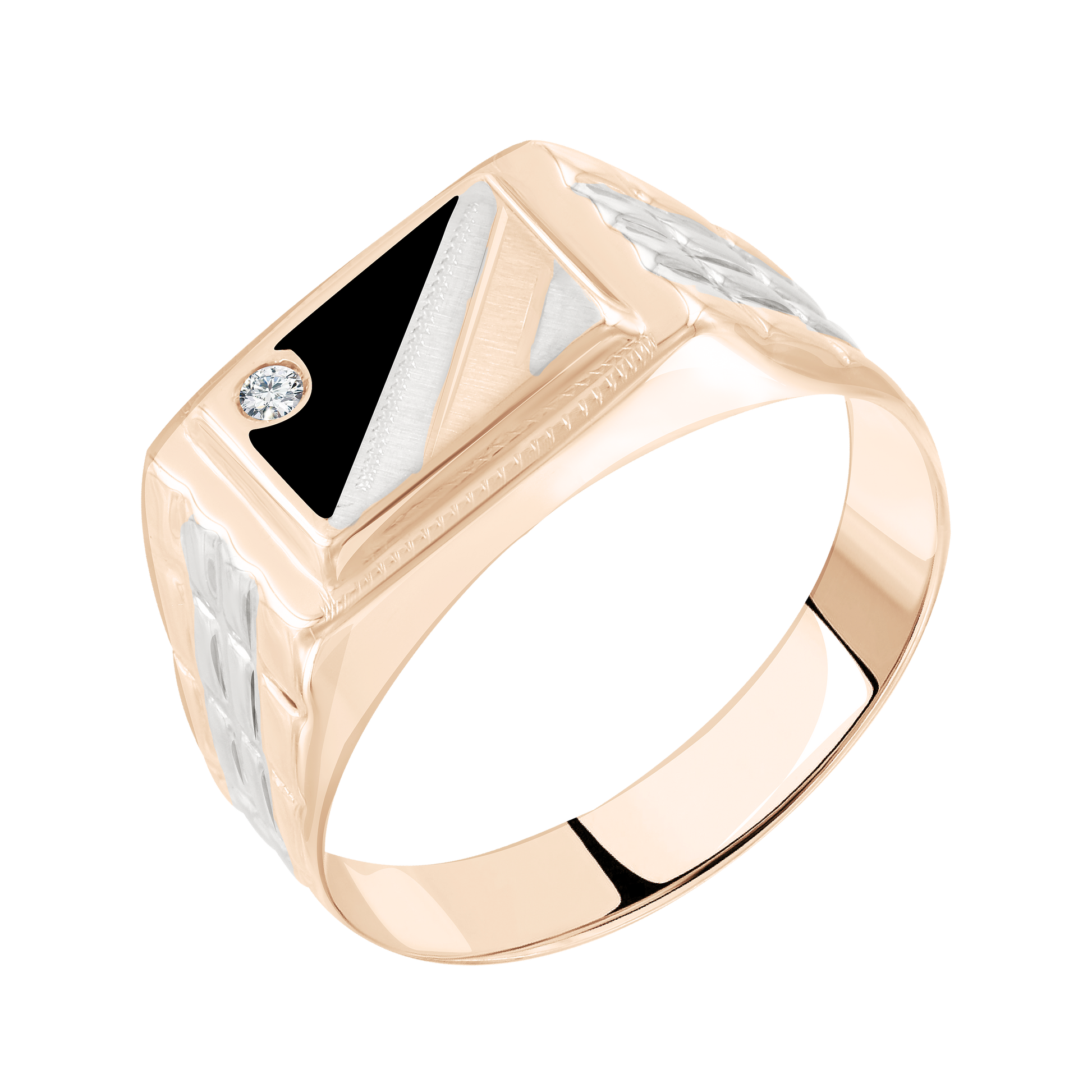 Herrenring mit Emaille und Zirkonia