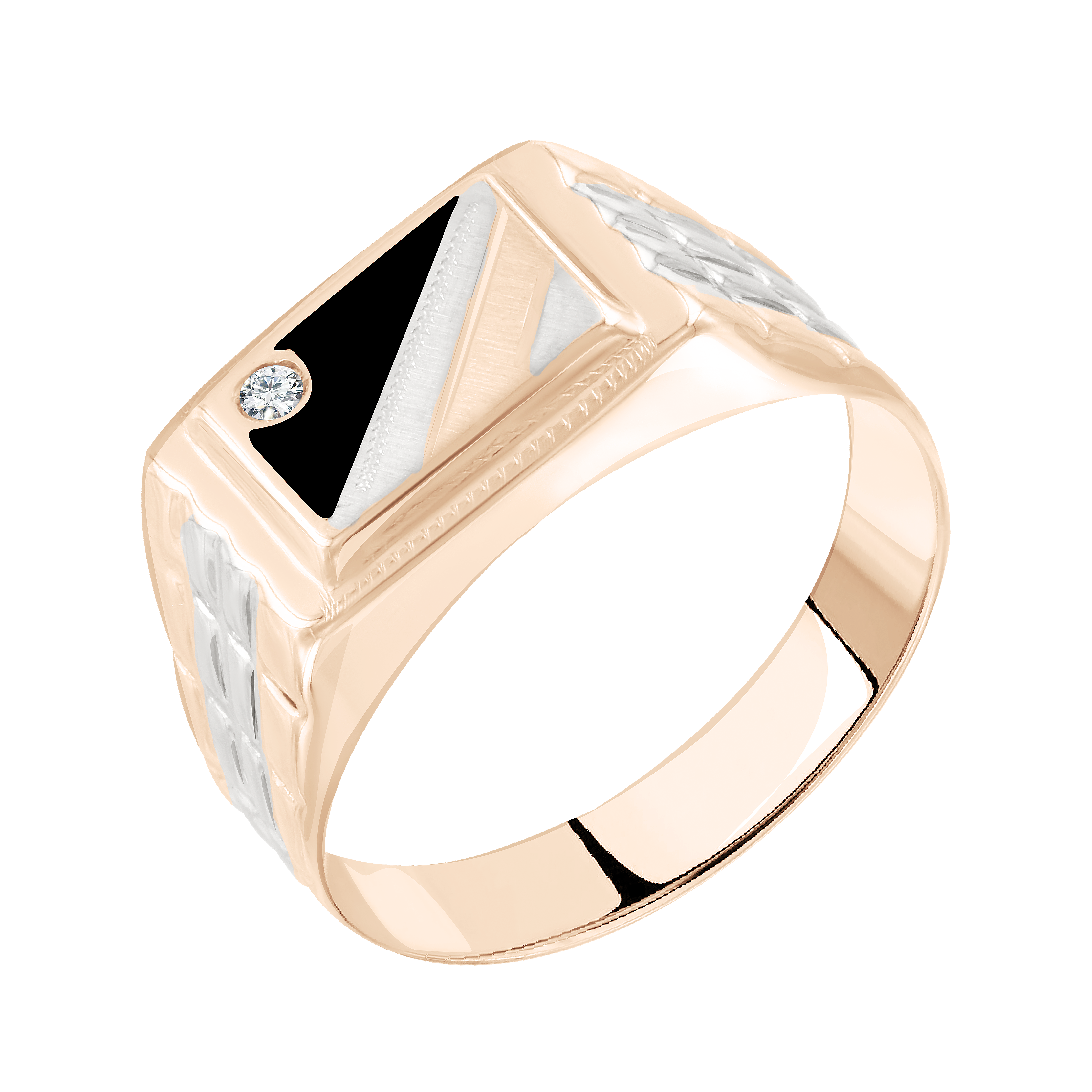 Herrenring mit Emaille und Zirkonia