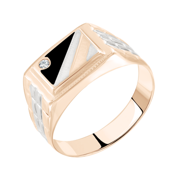 Herrenring mit Emaille und Zirkonia