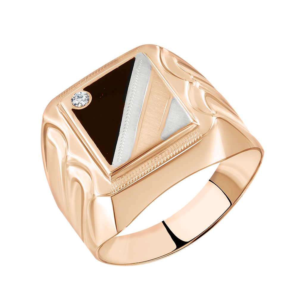 Herrenring mit Emaille und Zirkonia