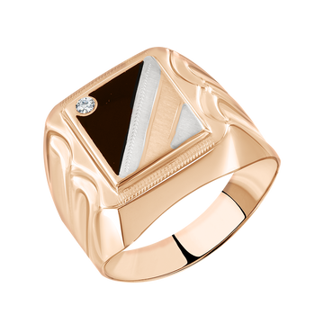 Herrenring mit Emaille und Zirkonia