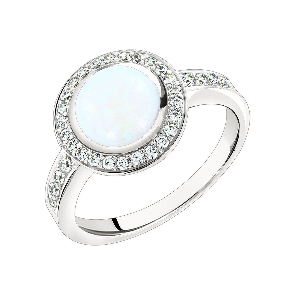Damenring mit Opal und Zirkonia