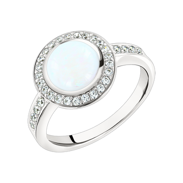 Damenring mit Opal und Zirkonia