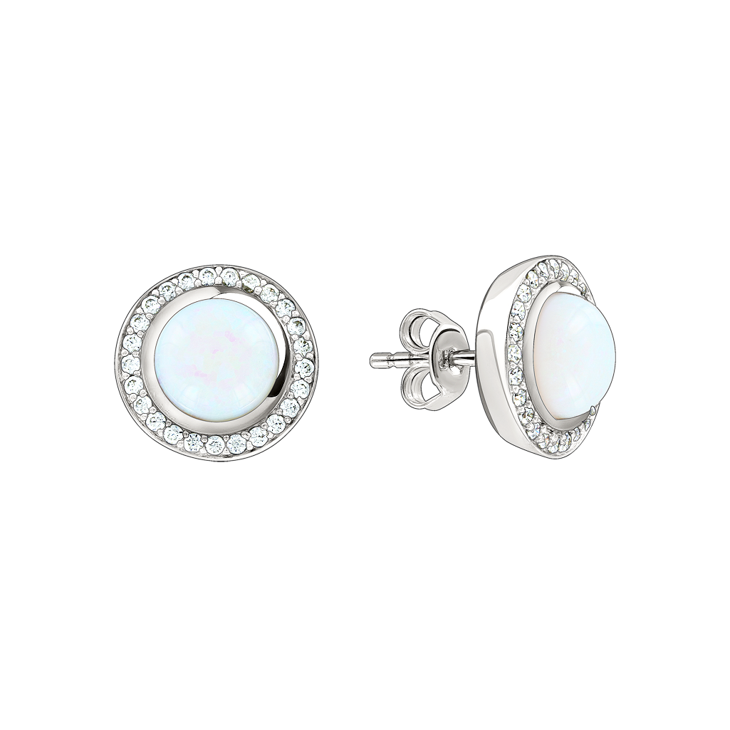 Ohrstecker mit Opal und Zirkonia