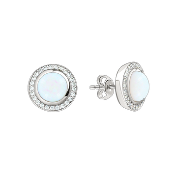 Ohrstecker mit Opal und Zirkonia