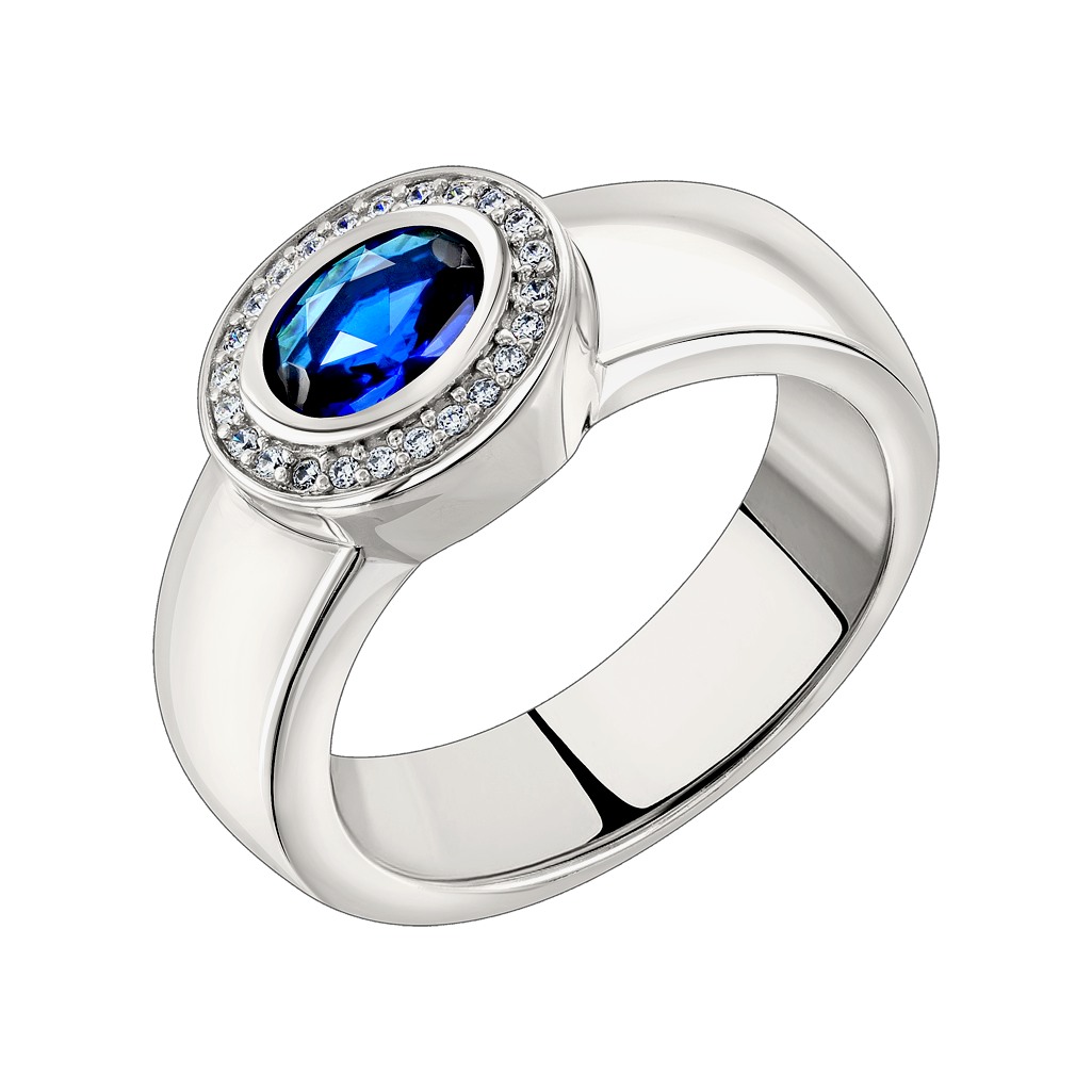 Damenring mit Saphir und Zirkonia