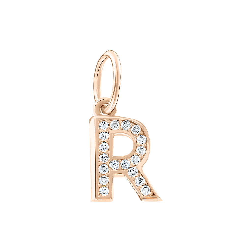 Buchstabenanhänger "R" mit Zirkonia