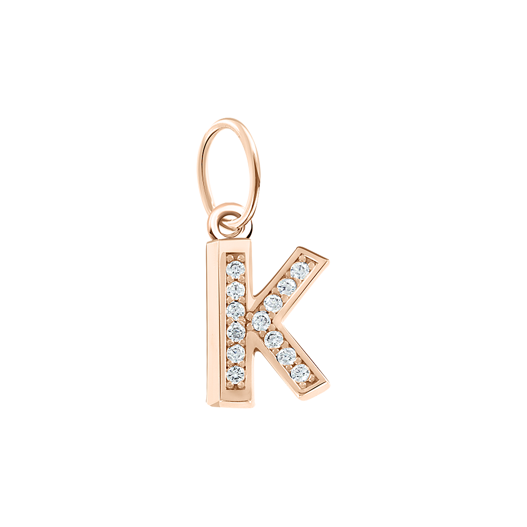 Buchstabenanhänger "K" mit Zirkonia
