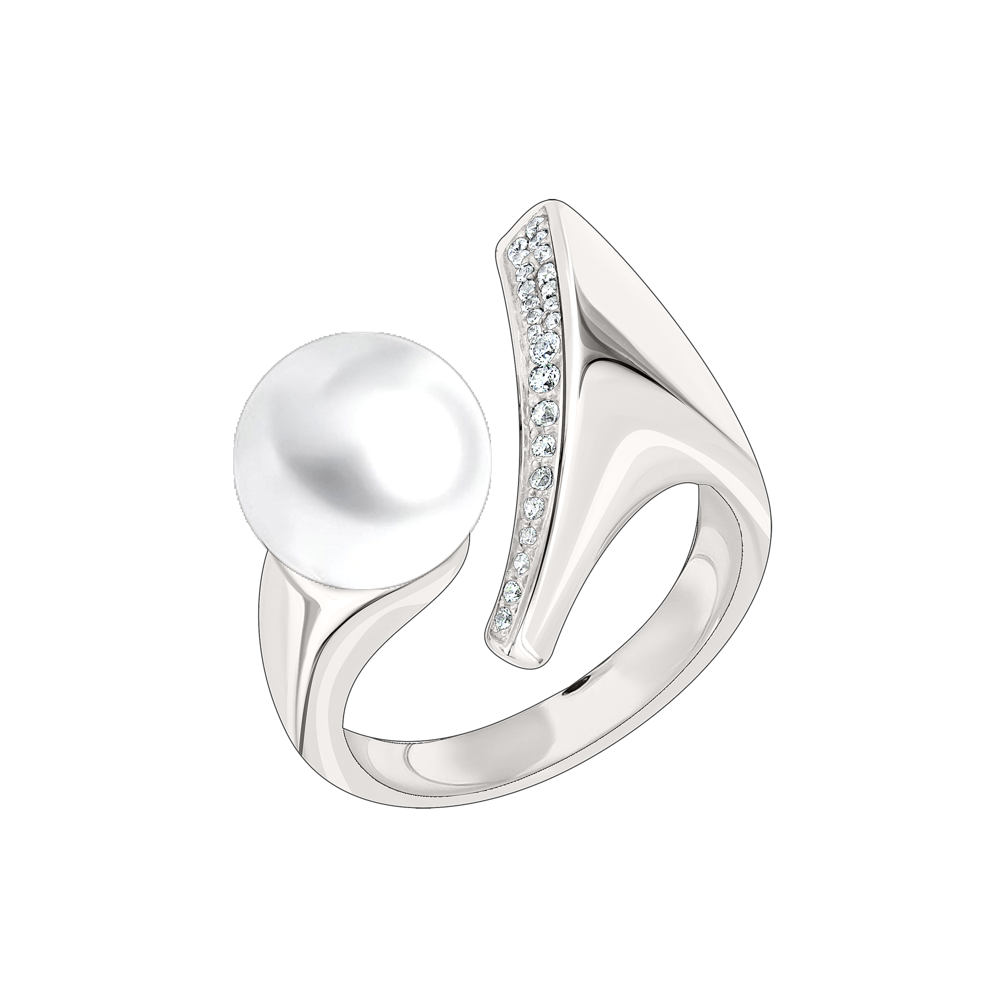 Damenring mit Perle und Zirkonia