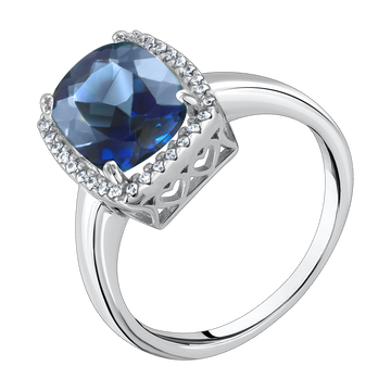 Damenring mit London Blue Topas und Zirkonia