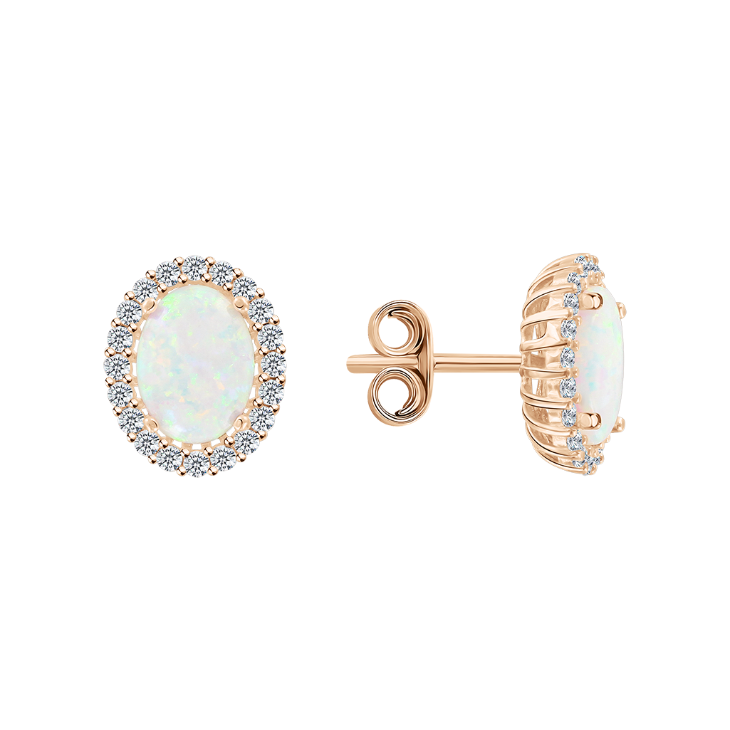 Ohrstecker mit Opal und Zirkonia