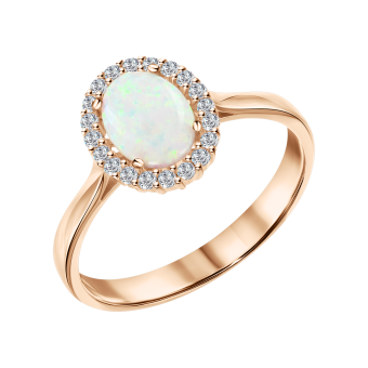 Damenring mit Opal und Zirkonia