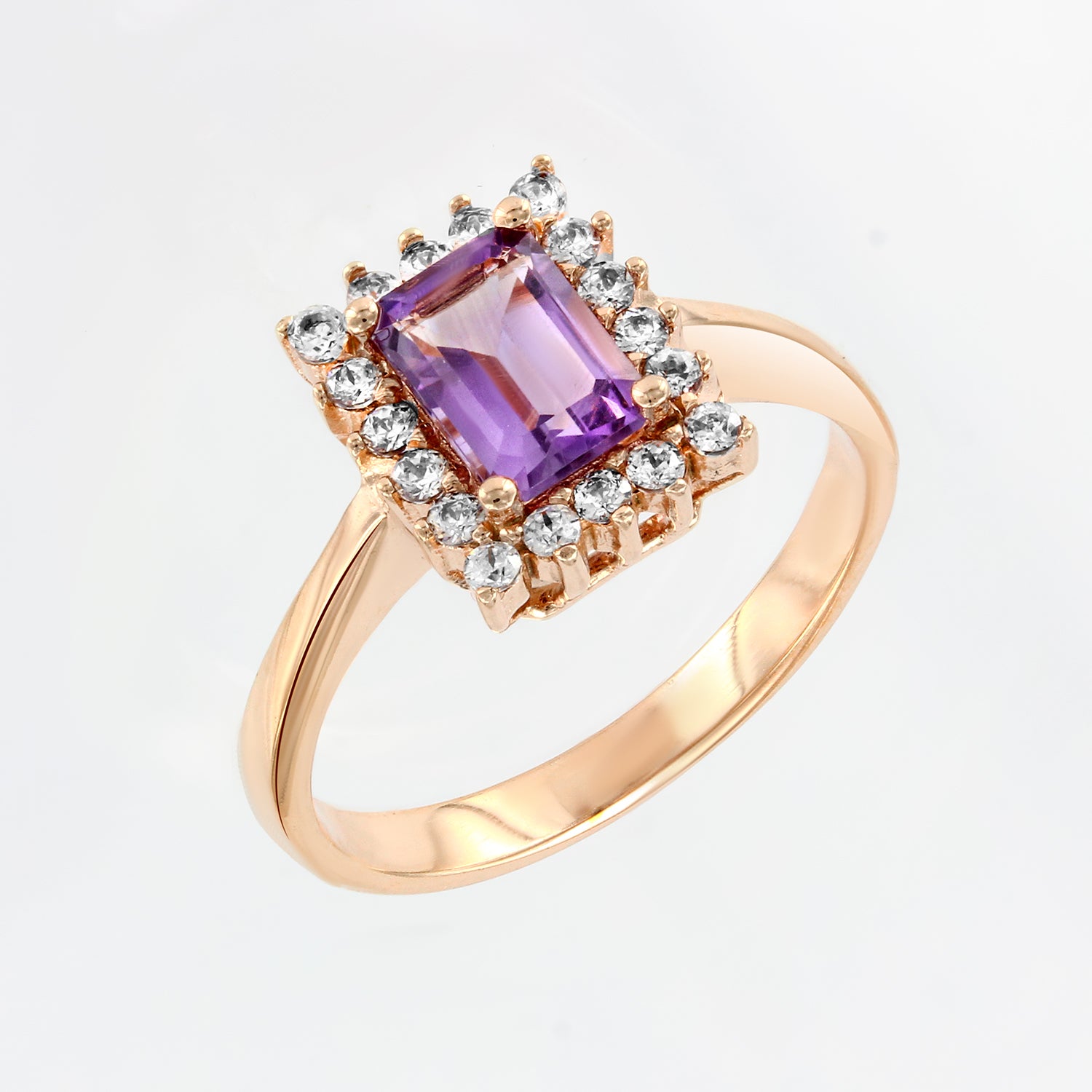 Damenring mit Amethyst und Zirkonia