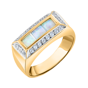 Damenring mit Opal und Zirkonia