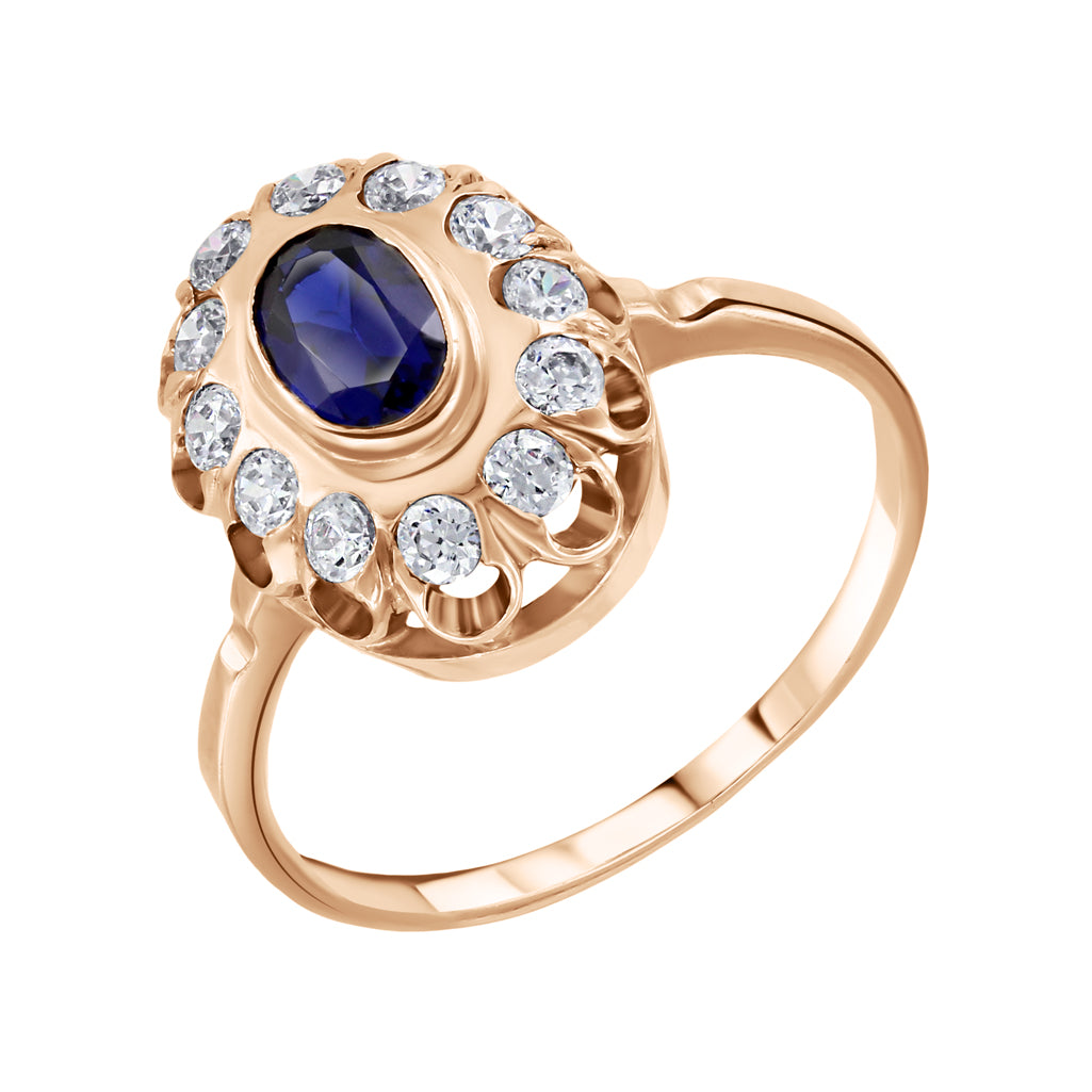 Damenring mit Saphir und Zirkonia