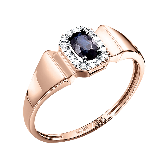 Damenring mit Brillanten und Saphir