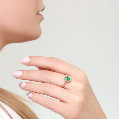 Damenring mit Smaragd und Brillanten