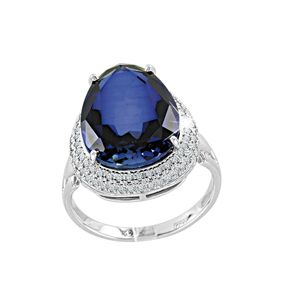 Damenring mit Brillanten und Saphir