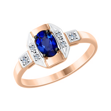Damenring mit Brillanten und Saphir